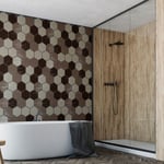 Sticker Mural Carrelage adhésif Cuisine Salle de Bain - carreaux de ciment hexagones shades of brown - 28stickershexagones10x9cm