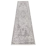 Cenon Tapis d'intérieur et d'extérieur à poils courts – Design oriental vintage tissé plat – Résistant aux intempéries pour terrasse, balcon, salon, cuisine, bureau et chambre à coucher en crème, 77 x 200 cm