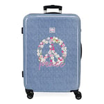 Roll Road Peace ABS Suitcase Side Combination Lock Double Wheels Various Sizes Pink and Blue, Blue, Standard Size, Medium case