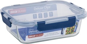 Décor Deluxe Clips Glass Food Storage Container | Leakproof Lid with Deluxe Cl