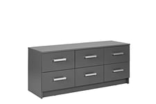 Inter Link - Commode - Armoire d'entrée - Sideboard Moderne - Armoire d'appoint - 6 tiroirs - Gris - Elenzio 6S