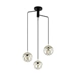 Eglo Suspension Mirtazza 3 Ampoules Vintage Style Maison de Campagne en Acier Champagne Noir, Lampe de Table de Salon Suspendue avec Douille E27, Ø 59 cm