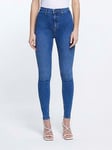 River Island High Waisted Jeggings - Blue, Mid Denim, Size 12, Inside Leg Short, Women