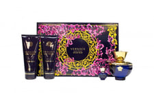 VERSACE POUR FEMME DYLAN BLUE GIFT SET 100ML EDP + 5ML EDP + 100ML S/G + 100ML B