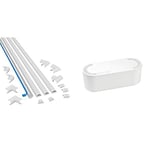 D-Line 2010KIT001 4-Meter Micro Trunking Multipack, White – 20mm (W) x 10mm (H) & Cable Tidy Box, Hide and Conceal Extension Blocks and Electrical Cables - Small, White