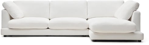 Gala, Chaiselong sofa, Højrevendt, hvid, H87x300x193 cm, stof