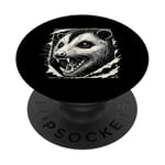 Graphique déchiré au visage possum | Amoureux des animaux féroces PopSockets PopGrip Adhésif