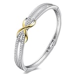 Angelady Classique Bracelet Femme-Infini 7in Plaqué Argent Bracelet Or avec des Cristaux, Bracelet Femme Cadeau Fête des Mères Anniversaire Femme Maman - avec Boîte Cadeau