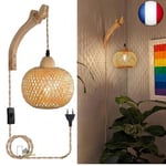 Liyabber Applique Murale Intérieur Bois Vintage Lampe Murale avec Prise et