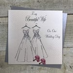 White Cotton Cards Code PD209B to My Beautiful Wife on Our Wedding Day Fait Main Gay Wedding Motif Carte