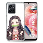 Cokitec Coque Renforcée en Verre Trempé pour Xiaomi Redmi Note 12 4G Manga Demon Slayer Nezuko