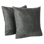 Sienna Lot de 2 Housses de Coussin en Velours Mat uni pour Chaise, canapé, lit, décoration d'intérieur, Gris Anthracite – 45 x 45 cm