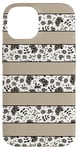 Coque pour iPhone 14 Beige Rayures Blanc Noir Motif Floral Élégant Femmes