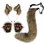 Ihmissusi Fox Tail Clip, korvat ja hanskat - setti Halloweeniin, jouluun, juhlapuku, lelut, lahja naisille