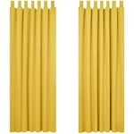 Deconovo Rideaux occultants, Rideau à Pattes, 2 Pièces, Rideaux Protection Solaire pour Chambre Fenêtre, Dentelle et Prêt, 140x220 cm (l x H), Jaune Citron