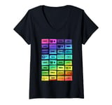 Womens Rainbow Cassette Tapes Nostalgic Music Throwback 1980s V-Neck T-Shirt