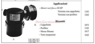 Filtre Huile pour Motoculteur Moteurs Jusqu'À 80 HP 1183