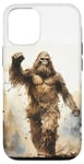 Coque pour iPhone 15 Pro bigfoot marche victoire mains, yeti, sasquatch, aquarelle.