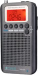 TR105 Récepteur à Ondes Courtes,Radio Portable Récepteur de Bande d'avion,FM AM SW CB AIR de Syntonisation Numérique avec Fonction Minuterie et Horloge,LCD,Cadeau(Gris)(Q493)