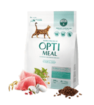 Optimeal Complete dry pet food for sterilised cats - turkey and oat 1,5 kg