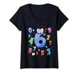 Womens Maths Day Number Costume With Number 6 Idea For Kids Number V-Neck T-Shirt