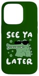 Coque pour iPhone 14 Pro Joli alligator dans des lunettes de soleil, adieu au crocodile, voir plus tard