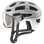 uvex Finale Visor - Casque de Ville sûr pour Hommes et Femmes - avec Visière - Éclairage Led Compris - Sand - White Matt - 56-61 cm