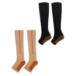 (S/M)2 Pairs Sports Pressure Stockings Compression Zipper Stockings Long FST