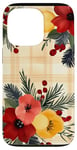 Coque pour iPhone 13 Pro Jaune aquarelle florale rouge Buffalo Plaid Merry Christmas