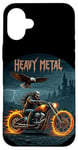 Coque pour iPhone 16 Plus Heavy Metal Thrash Hard Rock Horreur Rocker Tenue moto