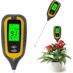 Qiyao - Testeur de sol pH humidité température lumineuse 4 en 1 pH mètre d'humidité testeur de sol électronique pour plantes de jardin jaune
