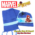 Marvel - The Amazing Spider-Man - BLUE Beanie Hat & Scarf - One Size Fits Most