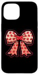 Coque pour iPhone 15 Valentines Day Coquette Bow Cute Heart Ribbon Love Retro