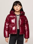 Tommy Hilfiger Kids' New York Glossy Puffer Jacket, Deep Rouge