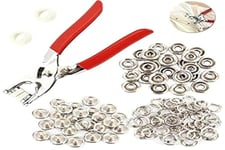 100 Ensemble de Boutons-Pression,Boutons Pleins Creux avec Pince Bouton Pression,Boutons-Pression à Coudre,Boutons-Pression en Métal,Outils de Bricolage pour Vêtements d'Artisanat