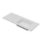 Linn Bad Corian Plate med EIR servant 140x46 cm, med overløp, høyre, Hvit - 3814CH