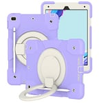 GrimClub Case for New iPad 10.2 Inch (2021/2020/2019 Model), 9th/8th/7th Generation, Shockproof, Robust Protective Case with 360 Degree Rotating Stand Shoulder Strap, Taro Purple