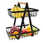 BOPHIS Porte-fruits à 2 Niveaux Panier de Fruits et Legumes Détachable Panier à Pain Porte-légumes Corbeille à Fruits, Panier pour Fruits Légumes Panier Rangement Cuisine Maison Bureau avec Tournevis