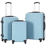 Hardcase Trolley Luggage Set 3 suitcases on Castors ABS Fabric Lining Blue