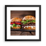 Affiche Poster 30x30cm Tableaux Image Américain hamburger nourriture barbecue