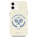 Burga Coque pour iPhone 11 Antichoc Raquette de tennis Bords Surélevés Blanc