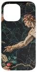 Coque pour iPhone 14 Pro Max Noir Art Déco Floral Michel-Ange Création Of Adam Sixtine