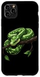 Coque pour iPhone 11 Pro Max Amoureux Drôles De Python D'arbre Vert, Serpents, Reptiles