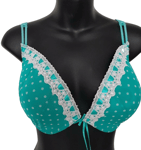 Ultimo Jade Green Plunge Bra 30G Nouveau Polka Mesh Underwired padded Cups