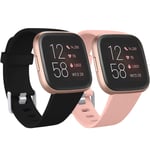 Ouwegaga Compatible with Fitbit Versa Strap/Fitbit Versa 2 Strap, Soft Silicone Sport Replacement Straps for Fitbit Versa 2/Fitbit Versa/Versa Lite/Versa SE, Small Black/Pink