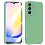 MIKULLE Silicone Coque pour Samsung Galaxy A25 5G avec 2 Verre trempé Protection écran, Couleur Pastel Ultra-Mince Souple Housse pour Samsung Galaxy A25 5G (6.5") - Vert