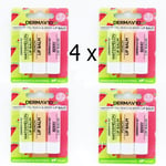 4 X   pack  OF 3 Derma V10  Lip Balm  Watermelon, Peach, Berry