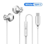 OLAF Type C Écouteurs Filaires Mains Libres Avec Câbles Écouteurs 3,5 mm Casque Stéréo Basse Pour Tablette Samsung S20 S10 Xiaomi-Blanc Type C-A610