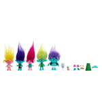 Mattel Trolls 3, Coffret Meilleurs Amis Du Monde Avec 5 Figurines Et 2 Mini-Figurines Mister Dinkles Et Petit Diamant, Jouet Enfant, A Partir De 3 Ans, HPW78