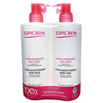 Topicrem - Ultra Hydratant Lait Corps - Hydrate 48h, Relipide, Protège la Peau - Texture Onctueuse, Odeur Délicate - Crème Hydratante pour Peaux Sensibles - Fabrication Française - 2x500 ml